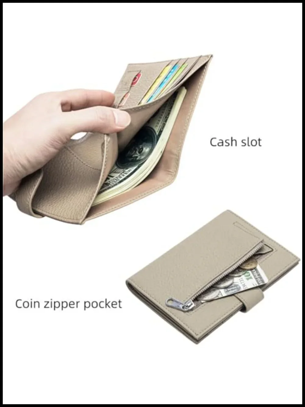 RFID Blocking Leather Passport Holder with Cash & Card Slots, Travel Organizer